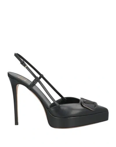 Valentino Garavani Woman Pumps Black Size 7.5 Leather