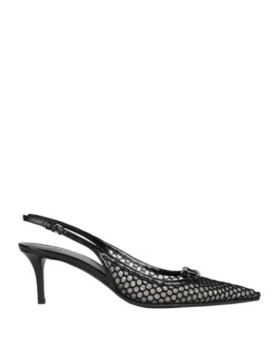 Valentino Garavani Mesh Vlogo Embellished Kitten Heel Pumps In Black