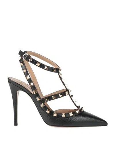 Valentino Garavani Woman Pumps Black Size 8 Leather