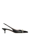 Valentino Black Pointed Slingback With Bow In Black