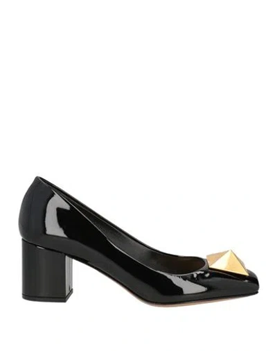 Valentino Garavani Woman Pumps Black Size 8 Leather In Animal Print