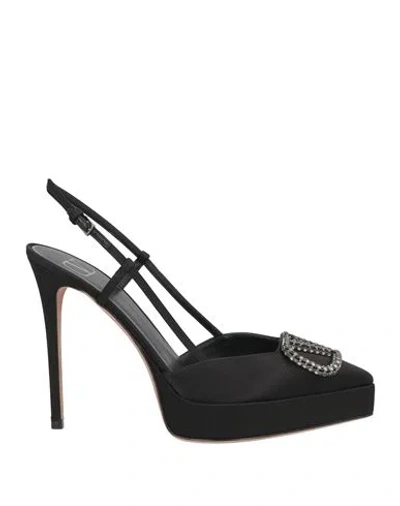 Valentino Garavani Woman Pumps Black Size 8 Textile Fibers