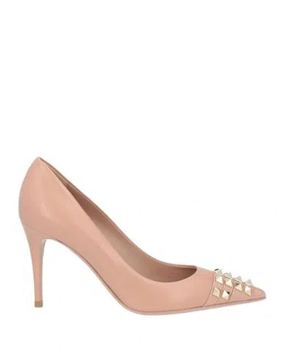 Valentino Garavani Woman Pumps Blush Size 6.5 Leather In Brown