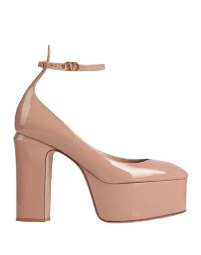 Valentino Garavani Tan-go 120 Patent Leather Platform Pumps In Powder