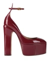 Valentino Garavani Woman Pumps Burgundy Size 10 Leather