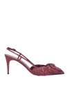 Valentino Garavani Woman Pumps Burgundy Size 8 Leather In Red