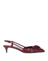 Valentino Garavani Woman Pumps Burgundy Size 8 Soft Leather In Red