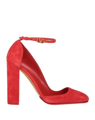 Valentino Garavani Woman Pumps Coral Size 7 Soft Leather In Red