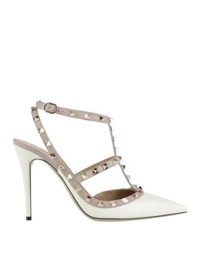 Valentino Garavani Woman Pumps Cream Size 6.5 Soft Leather In Multi