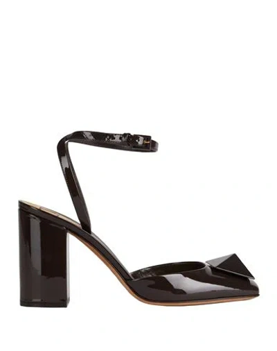 Valentino Garavani Woman Pumps Dark Brown Size 7.5 Leather