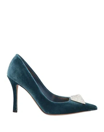 Valentino Garavani Woman Pumps Deep Jade Size 7 Textile Fibers In Green