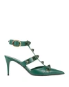 Valentino Garavani Woman Pumps Emerald Green Size 8 Leather