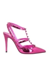 Valentino Garavani Woman Pumps Fuchsia Size 11 Leather In Pink