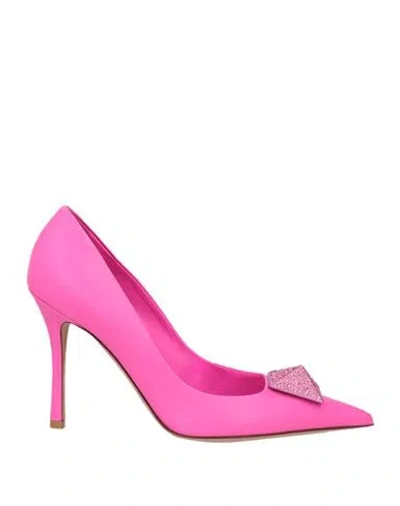 Valentino Garavani Woman Pumps Fuchsia Size 8 Leather In Pink