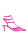 Valentino Rockstud Caged 65 Patent Ankle Strap Pump In Pink