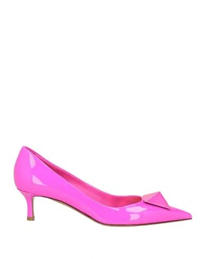 Valentino Garavani Woman Pumps Fuchsia Size 6.5 Soft Leather In Pink