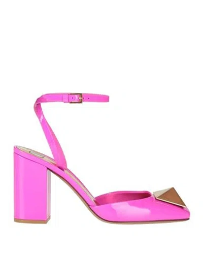 Valentino Garavani Woman Pumps Fuchsia Size 6.5 Soft Leather In Pink