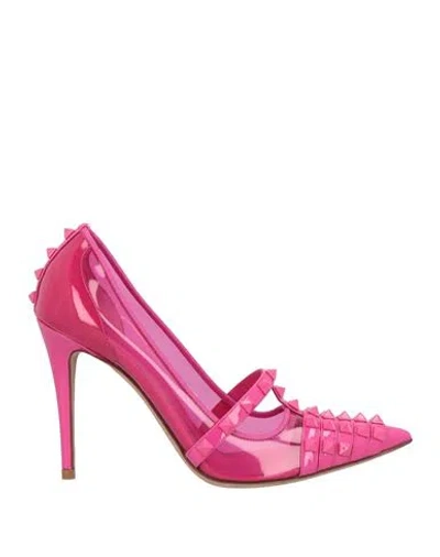 Valentino Garavani Woman Pumps Fuchsia Size 7 Plastic, Leather In Pink