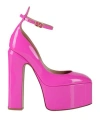 Valentino Garavani Woman Pumps Fuchsia Size 10 Soft Leather In Pink