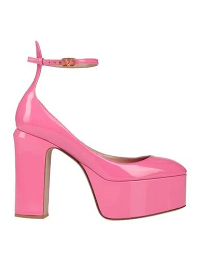 Valentino Garavani Woman Pumps Fuchsia Size 8 Soft Leather In Pink