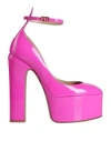 Valentino Garavani Woman Pumps Fuchsia Size 10 Soft Leather In Pink