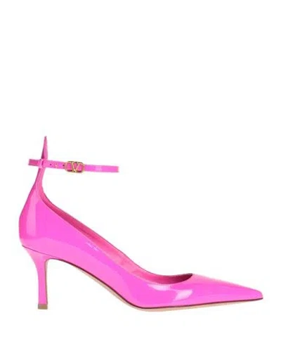 Valentino Garavani Woman Pumps Fuchsia Size 8 Leather In Pink