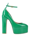 Valentino Garavani Woman Pumps Green Size 8 Leather