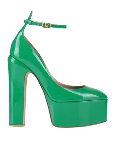 Valentino Garavani Woman Pumps Green Size 8 Leather