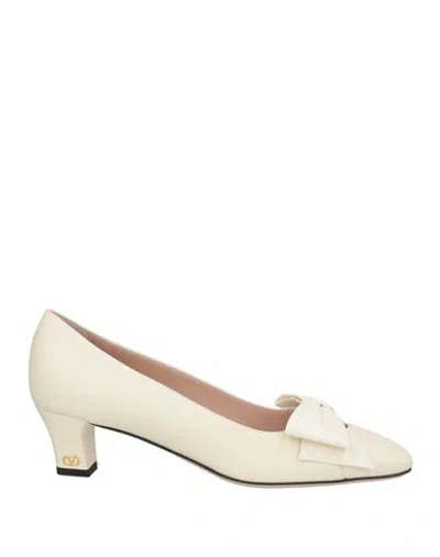 Valentino Garavani Woman Pumps Ivory Size 8 Leather In Multi