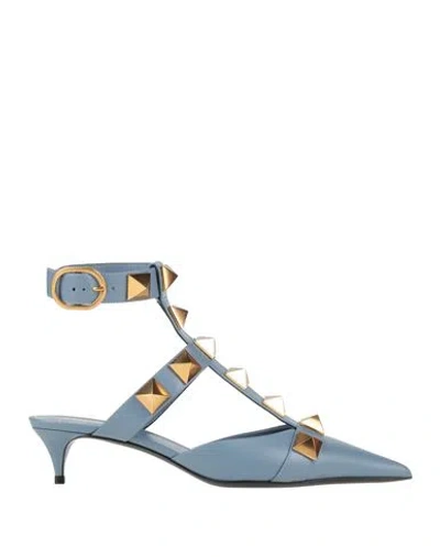 Valentino Garavani Woman Pumps Light Blue Size 7 Leather