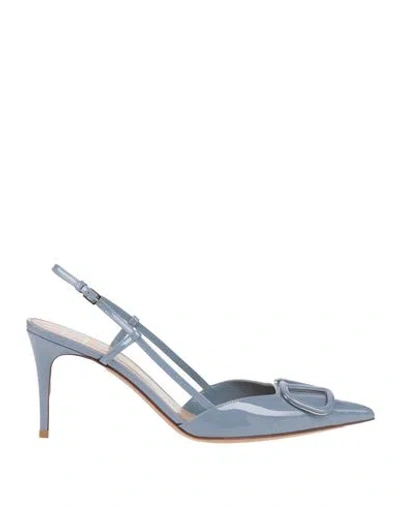 Valentino Garavani Woman Pumps Light Blue Size 7.5 Leather