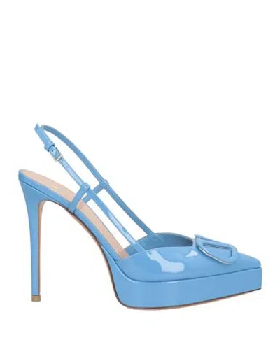Valentino Garavani Woman Pumps Light Blue Size 9.5 Leather