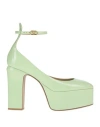 Valentino Garavani Woman Pumps Light Green Size 8 Leather