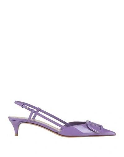 Valentino Garavani Woman Pumps Lilac Size 6.5 Leather In Purple