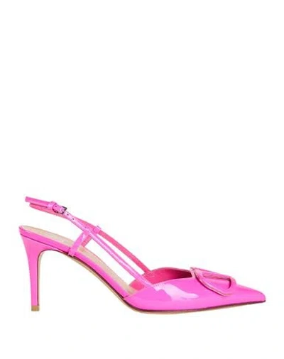 Valentino Garavani Woman Pumps Magenta Size 6 Leather In Pink