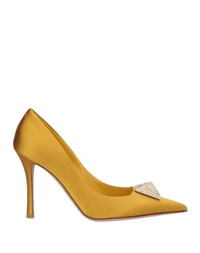 Valentino Garavani Woman Pumps Marigold Size 7 Textile Fibers In Yellow
