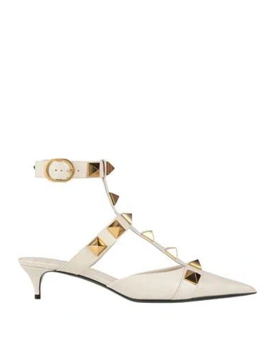 Valentino Garavani Woman Pumps Off White Size 7 Leather In Neutral