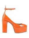 Valentino Garavani Woman Pumps Orange Size 6.5 Soft Leather In Orange