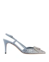 Valentino Garavani Woman Pumps Pastel Blue Size 8 Leather In Blue