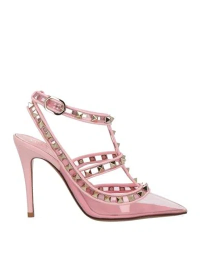Valentino Garavani Woman Pumps Pink Size 8 Synthetic Fibers, Leather