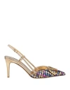 Valentino Garavani Woman Pumps Platinum Size 8 Leather In Multi