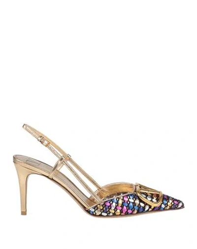 Valentino Garavani Woman Pumps Platinum Size 8 Leather In Multi