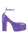 Valentino Garavani Woman Pumps Purple Size 9 Leather