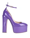 Valentino Garavani Woman Pumps Purple Size 8 Leather