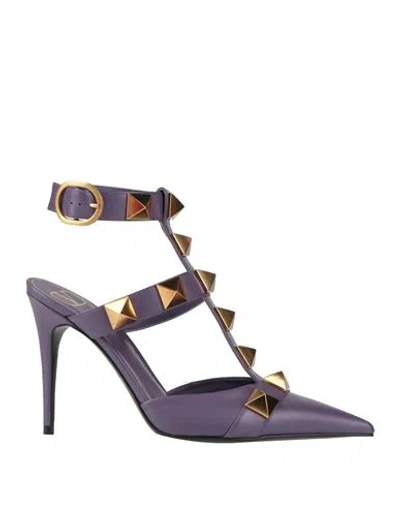 Valentino Garavani Woman Pumps Purple Size 8 Soft Leather In Purple