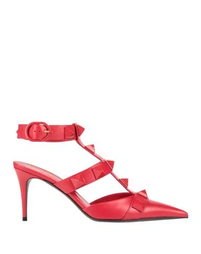 Valentino Garavani Woman Pumps Red Size 7 Leather In Red