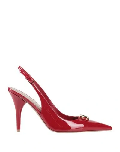 Valentino Garavani Woman Pumps Red Size 6.5 Leather In Metallic