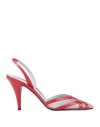 Valentino Garavani Woman Pumps Red Size 7 Leather, Synthetisches Material In Red