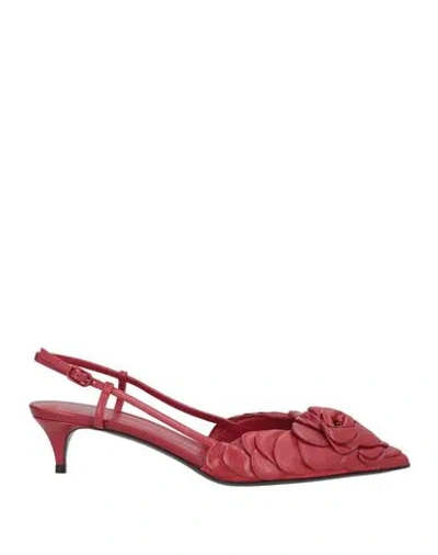 Valentino Garavani Woman Pumps Red Size 7.5 Leather