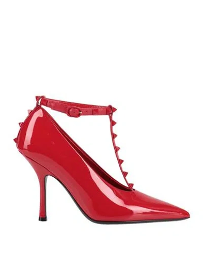 Valentino Garavani Woman Pumps Red Size 8 Leather In Rouge Pur